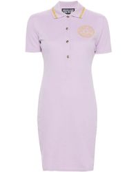 Versace - Logo-embroidered Cotton Dress - Lyst