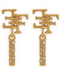 Elisabetta Franchi - Logo-Plaque Drop Earrings - Lyst