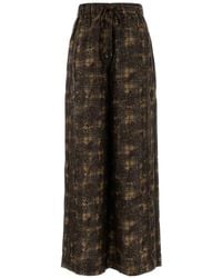 Ganni - Printed Twill Wide-Leg Trousers - Lyst