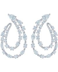 Kwiat - 18Kt Diamond Starry Night Two-Row Sideways Hoop Earrings - Lyst