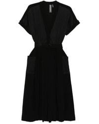 Norma Kamali - Pleated Striped Midi Dress - Lyst