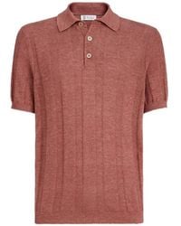 Brunello Cucinelli - Geripptes Poloshirt - Lyst