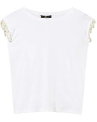 Twinset - Beaded-Sleeve Cotton T-Shirt - Lyst