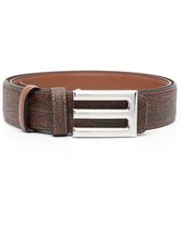 Etro - Logo-buckle Reversible Leather Belt - Lyst