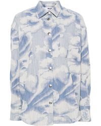 MSGM - Abstract-pattern Print Cotton-blend Shirt - Lyst