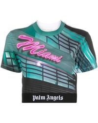 Palm Angels - Miami Cropped Tee White/multi - Lyst