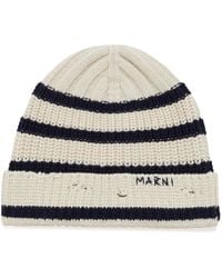 Marni - Logo-embroidered Striped Beanie - Lyst