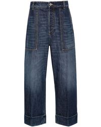 Bottega Veneta - Gerade High-Waist-Jeans mit Umschlag - Lyst