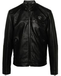 Versace - Logo-patch Leather Jacket - Lyst