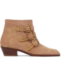 Chloé - Susan Studded Buckled Ankle Boots - Lyst