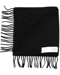 【送料&関税込】Max Mara Logo Embroidered Fringed Scarf Max Mara embroidered-logo Fringe Scarf | Brown | FARFETCH