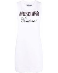 Moschino - White Logo-print Sleeveless Dress - Lyst
