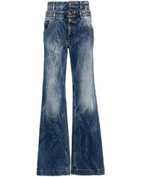 Versace Jeans Couture - Double-Waist Wide-Leg Jeans - Lyst