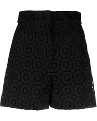 Moschino - Floral-Appliqué High-Waist Mini Shorts - Lyst