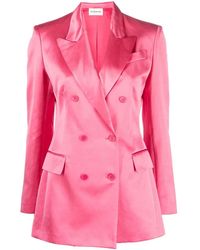 P.A.R.O.S.H. - Satin-Finish Double-Breasted Blazer - Lyst
