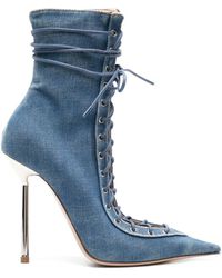 Le Silla - Colette 120Mm Denim Ankle Boots - Lyst