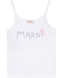 Marni - Embroidered-Logo Cotton Top - Lyst