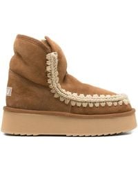Mou - 25Mm Platform Crochet-Trim Boots - Lyst