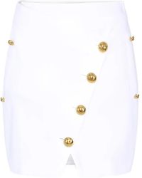 Elisabetta Franchi - Cotton Gabardine Miniskirt With Jewel Buttons - Lyst