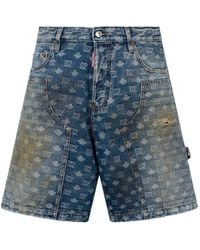DSquared² - D2 Monogram Dirty Wash Carpenter Shorts - Lyst