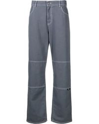MSGM - Logo-Print Straight-Leg Trousers - Lyst