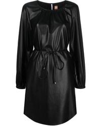 BOSS - Faux-Leather Belted Dress - Lyst