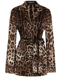 Dolce & Gabbana - Leopard-Print Belted Pajama Shirt - Lyst