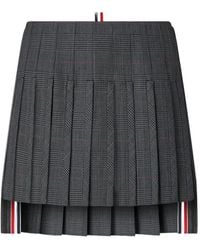 Thom Browne - High Twist Wool Low-Rise Pleated Mini Skirt - Lyst
