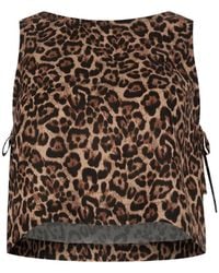 Paramidonna - Leopard-Print Side-Tie Beach Top - Lyst