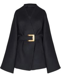 Balmain - Abrigo cruzado con cinturón - Lyst