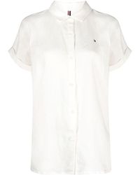 Tommy Hilfiger - Embroidered-logo Short-sleeve Linen Shirt - Lyst