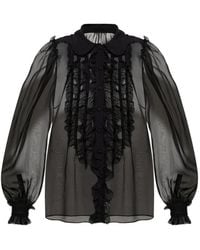 Dolce & Gabbana - Ruffled Sheer Blouse - Lyst