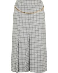 Malo - Plaid Pleated Midi Skirt - Lyst
