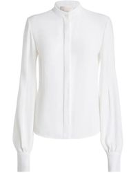 Genny - Mandarin-Collar Long-Sleeve Shirt - Lyst