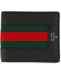 Gucci - Web-Stripe Leather Wallet - Lyst