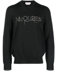 Alexander McQueen - Embroidered-logo Cotton Jumper - Lyst