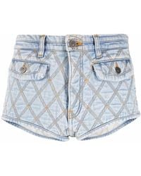 DIESEL - Argyle Stitching Denim Shorts - Lyst