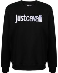 Just Cavalli - Logo-embroidered Cotton Sweatshirt - Lyst