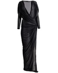 Atlein - V-Neck Draped Dress - Lyst
