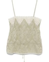 Chloé - Top Aus Seiden-Jacquard Mit Spitze - Lyst