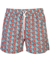 Kiton - Geometric-Print Drawstring Swim Shorts - Lyst