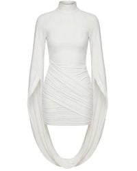 Axel 113 - Robe Courte Froncée Luna À Manches Drapées - Lyst
