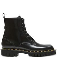 Balmain - Glazed Leather Studded Boots - Lyst