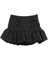 VAQUERA - Melton Check Ruffled Mini Skirt - Lyst