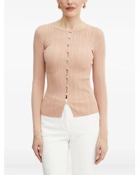 Elisabetta Franchi - Ribbed Button-Front Cardigan - Lyst
