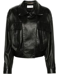 Saint Laurent - Zip-Up Leather Jacket - Lyst