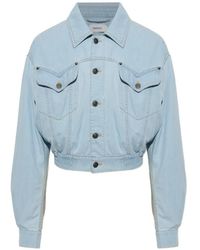 Versace - Elasticated-Waist Denim Jacket - Lyst