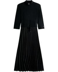 Tommy Hilfiger - Ribbed Pleated Midi Dress - Lyst