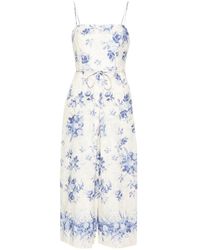 Twinset - Floral-Print Chambray Jumpsuit - Lyst