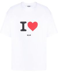 MSGM - T-shirt en coton à slogan imprimé - Lyst